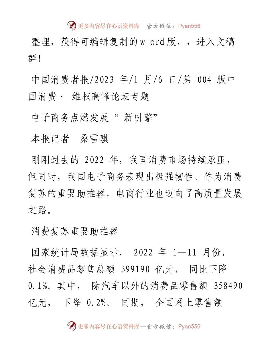 2023.01.06本报记者桑雪骐：电子商务点燃发展新引擎.docx_第1页