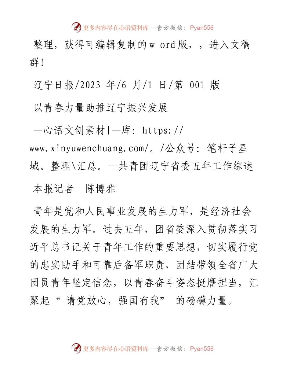 2023.06.01本报记者陈博雅：以青春力量助推辽宁振兴发展.docx_第1页