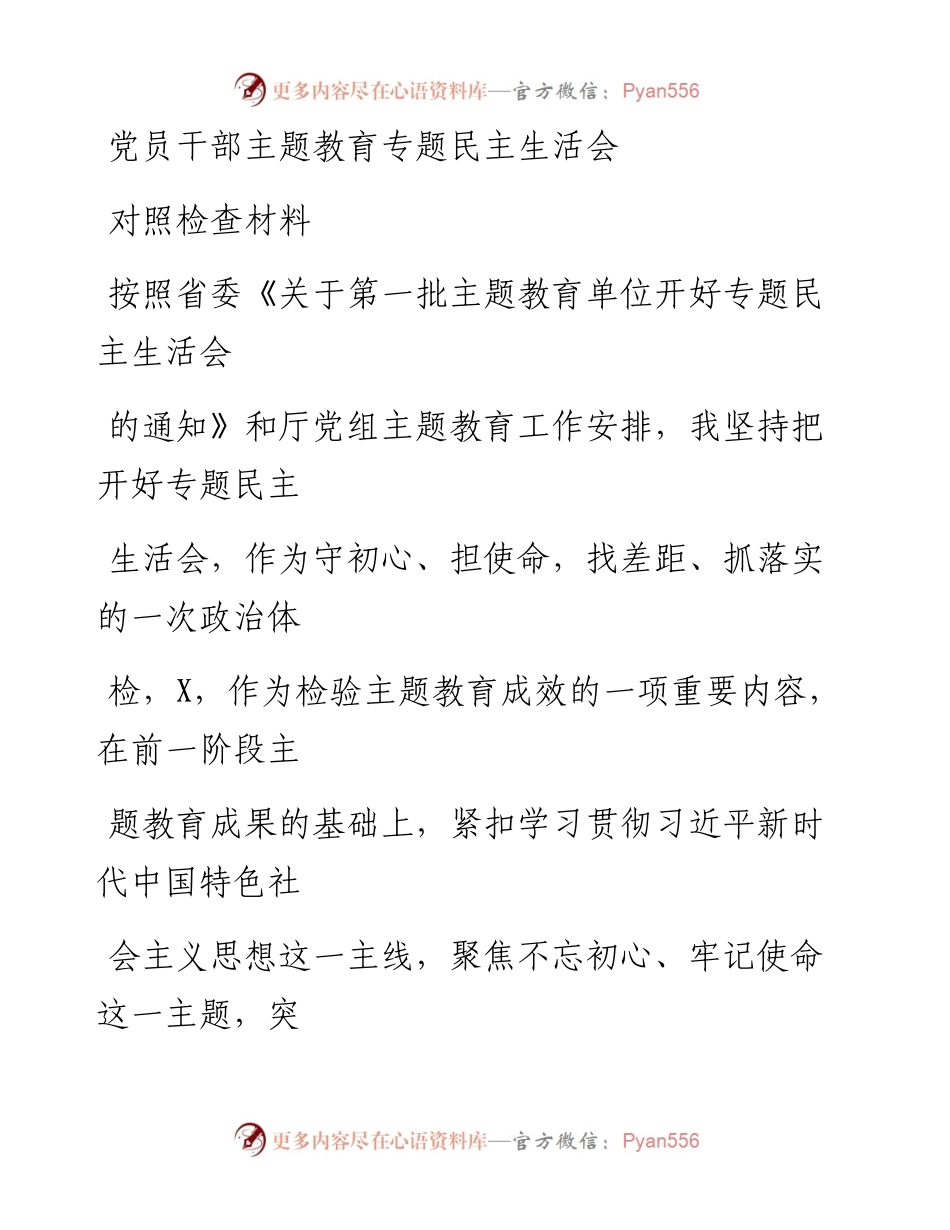 1213笔友分享党员干部主题教育专题民主生活会对照检查材料.docx_第1页