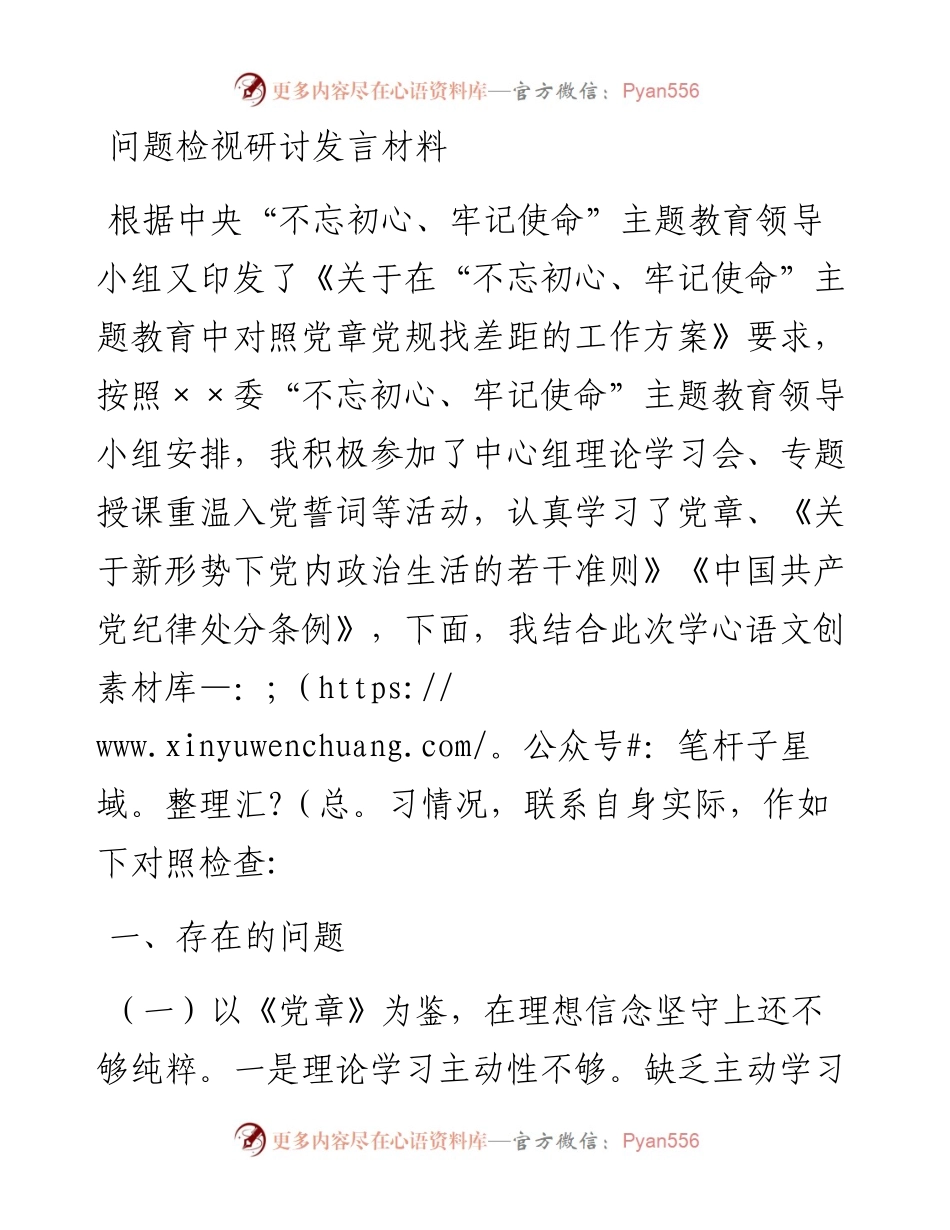 1106问题检视研讨发言材料.docx_第1页