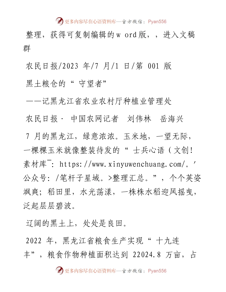 2023.07.01农民日报·中国农网记者刘伟林岳海兴：黑土粮仓的守望者.docx_第1页