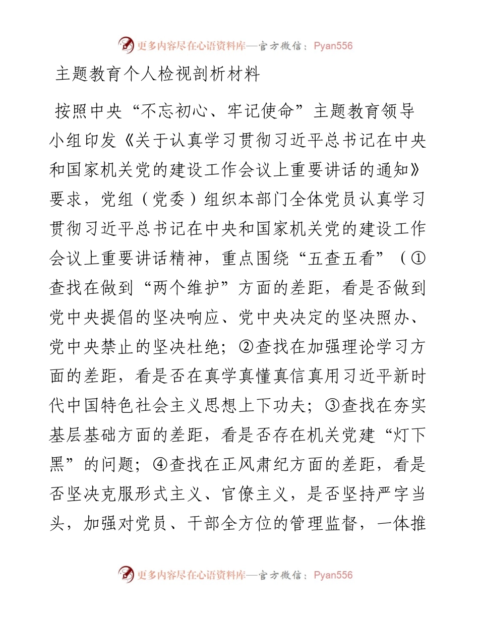 1030主题教育个人检视剖析材料.docx_第1页