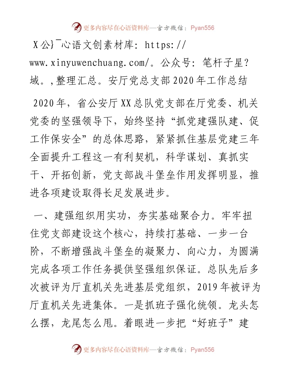 1121X公安厅党总支部工作总结.docx_第1页