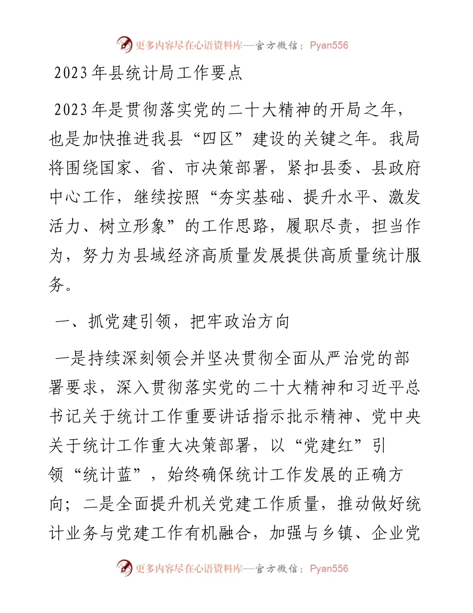 2023年县统计局工作要点.docx_第1页
