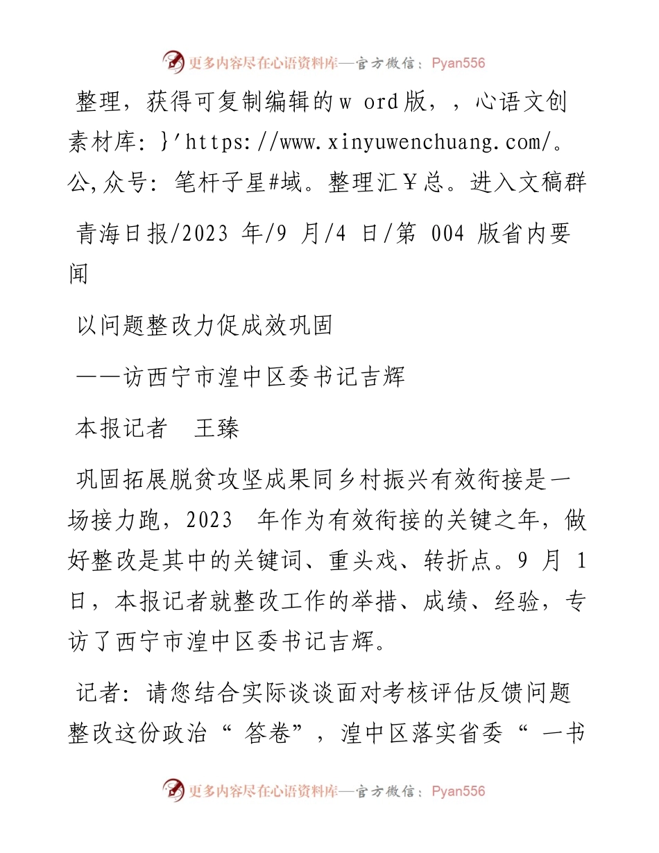 2023.09.04本报记者王臻：以问题整改力促成效巩固.docx_第1页