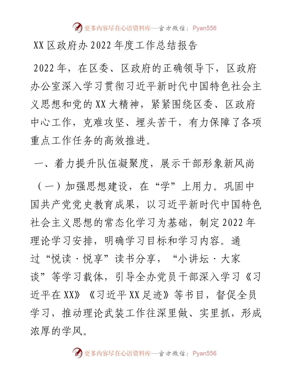 20230409：XX区政府办度工作总结报告.docx_第1页