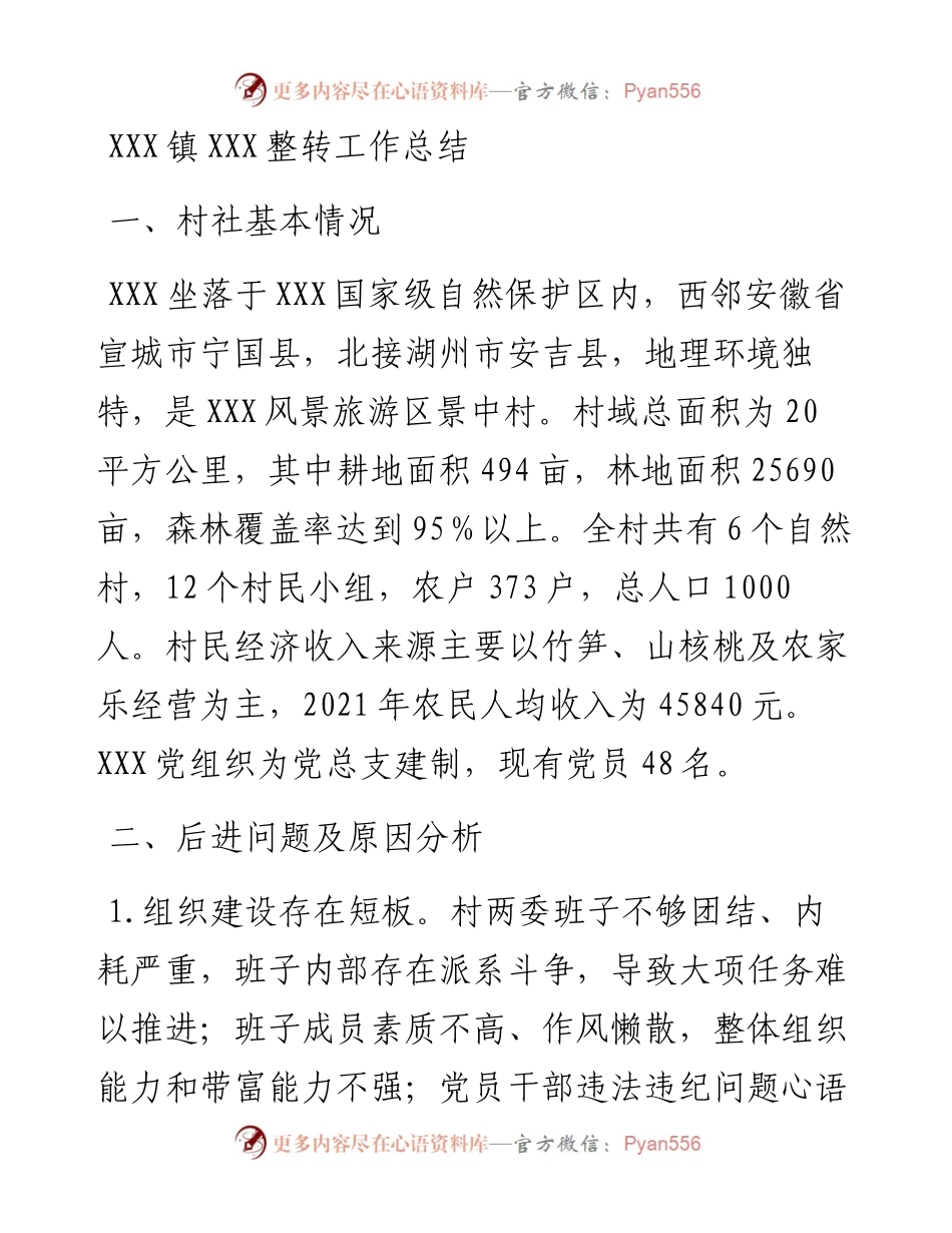 20230421：村后进党组织整转总结.docx_第1页