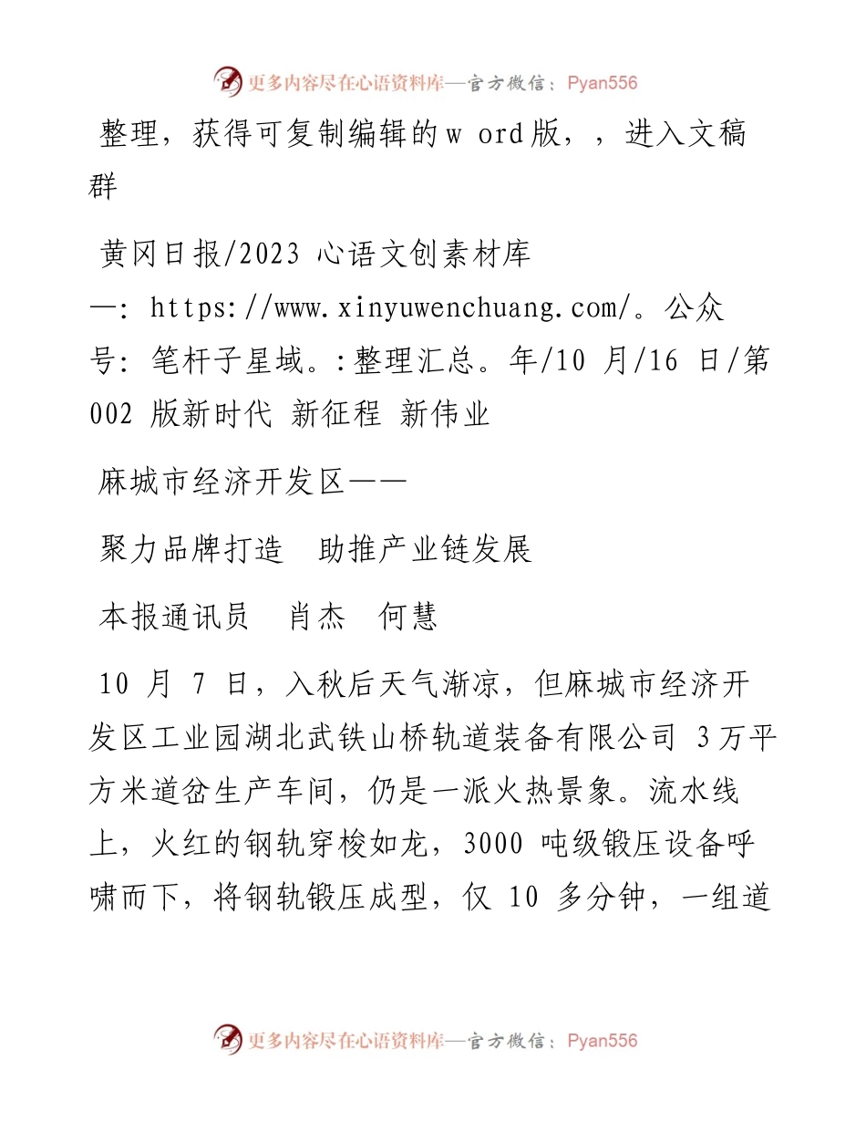 2023.10.16本报通讯员肖杰何慧：聚力品牌打造助推产业链发展.docx_第1页