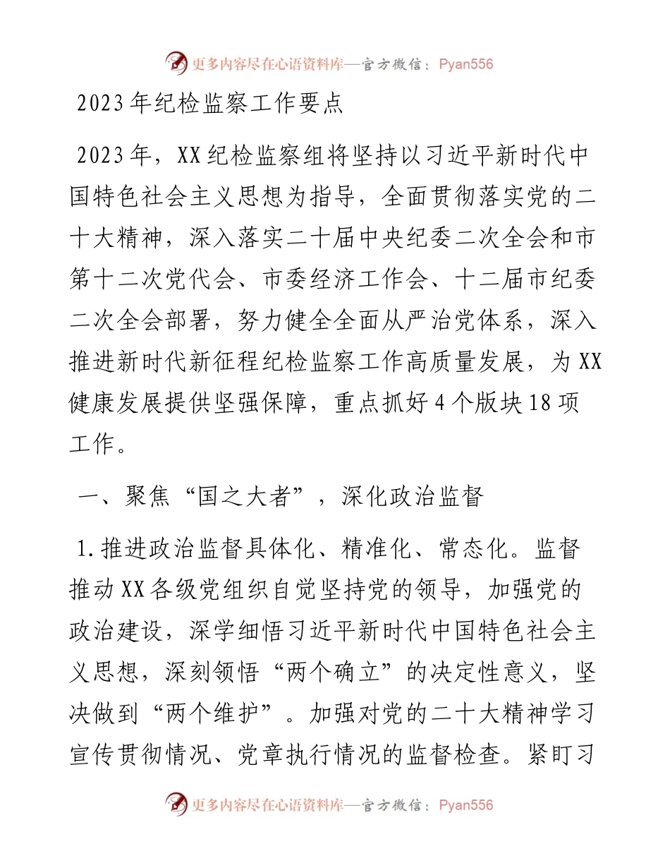 2023年纪检监察工作要点.docx_第1页