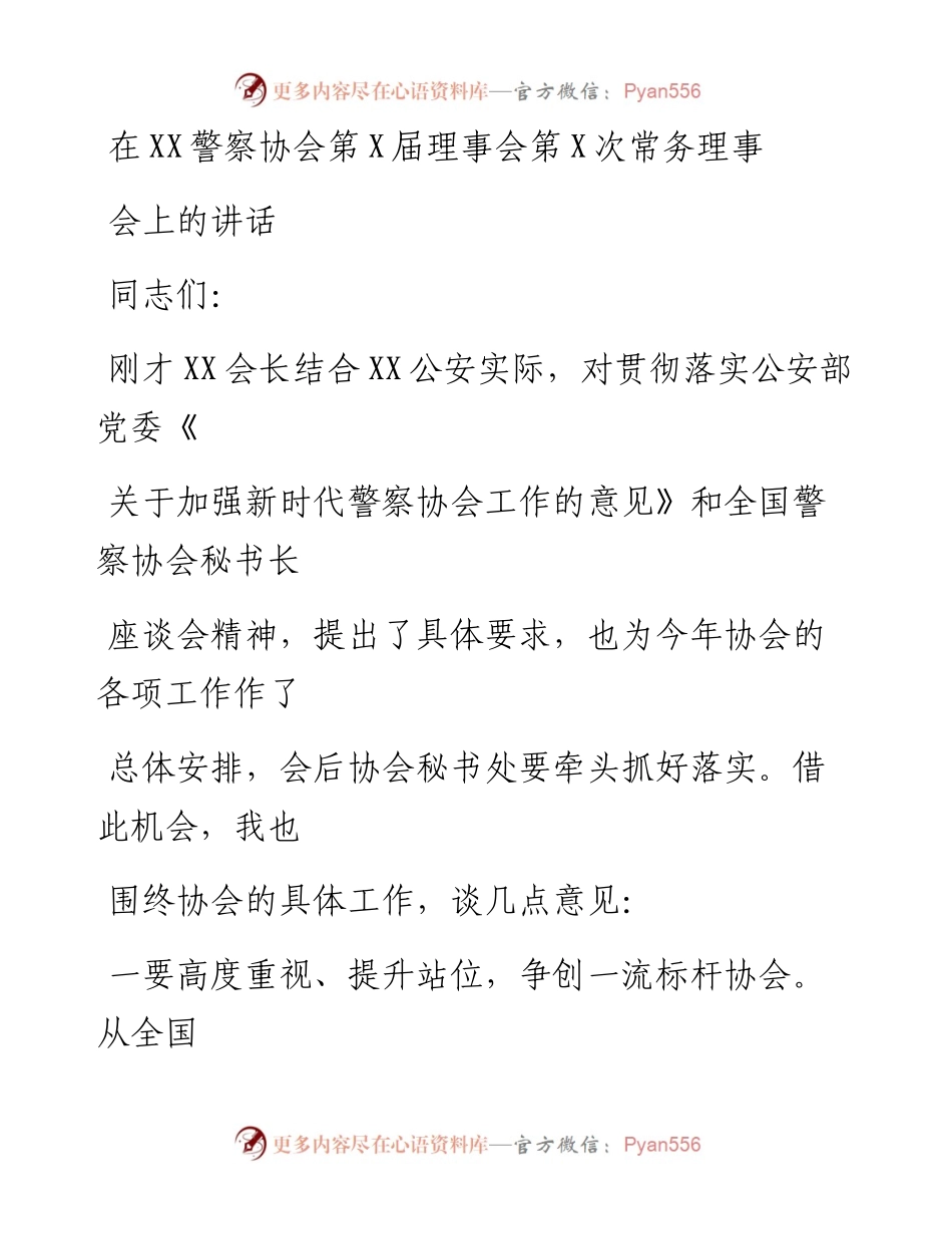 20230405：在警察协会常务理事会上的讲话.docx_第1页