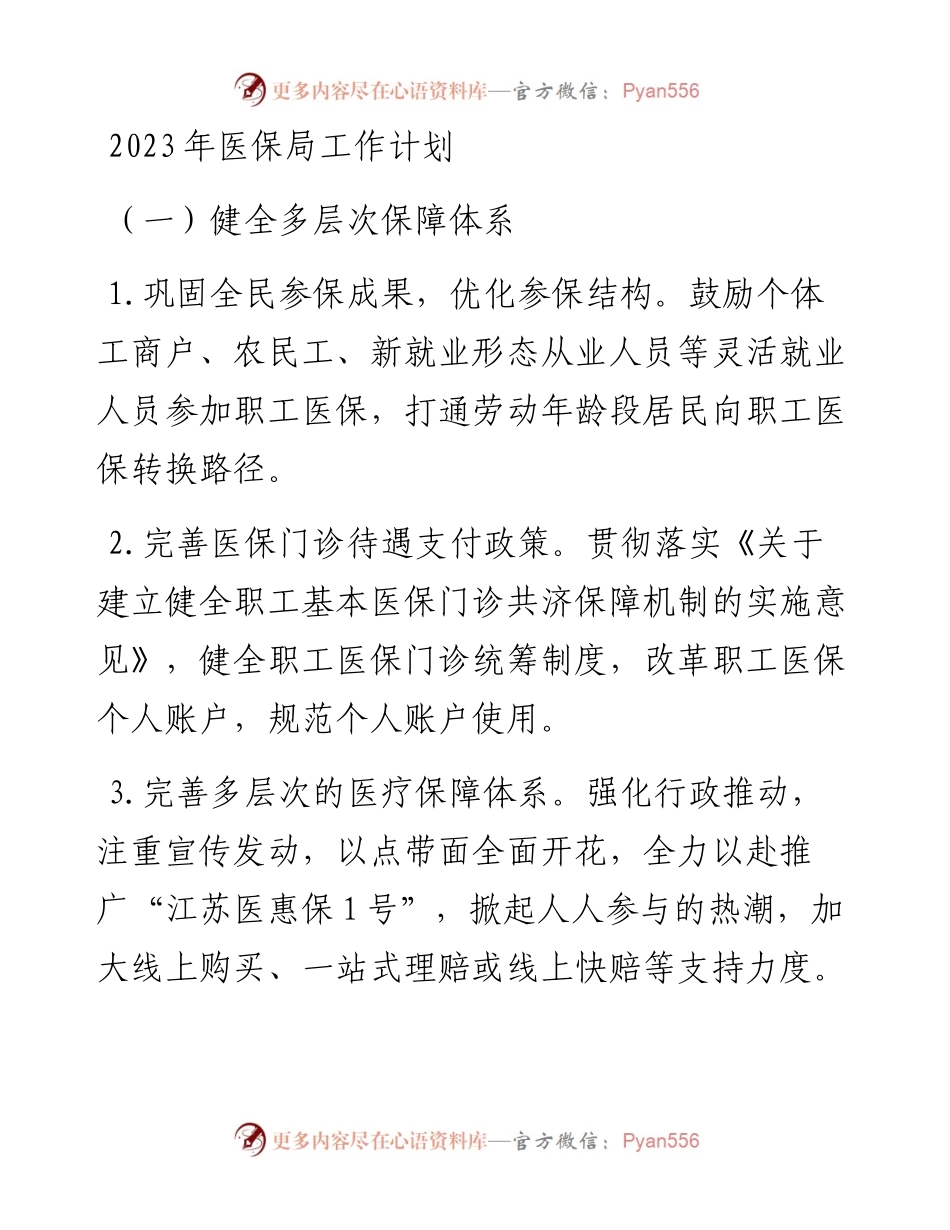 2023年医保局工作计划.docx_第1页