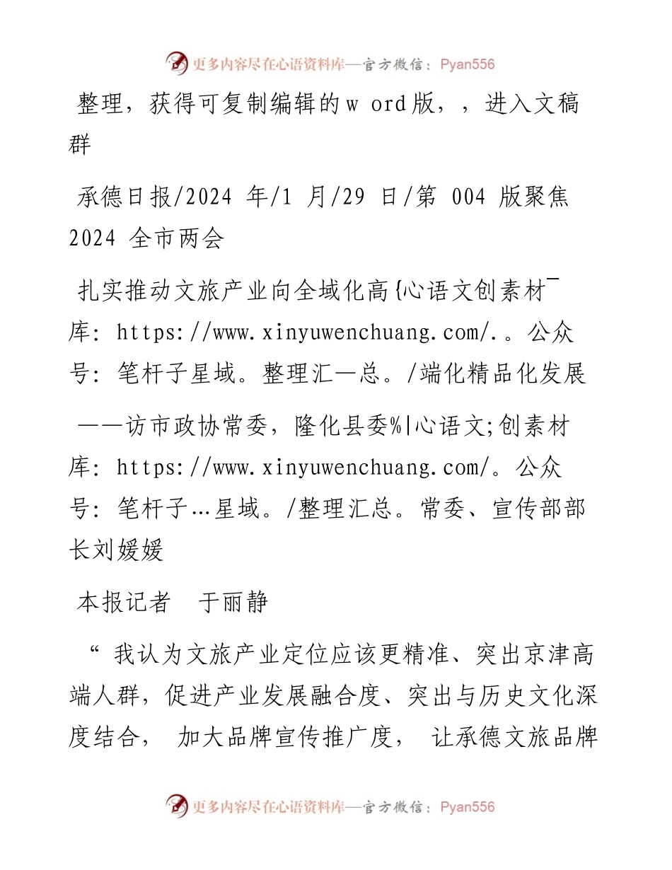 2024.01.29本报记者于丽静：扎实推动文旅产业向全域化高端化精品化发展.docx_第1页