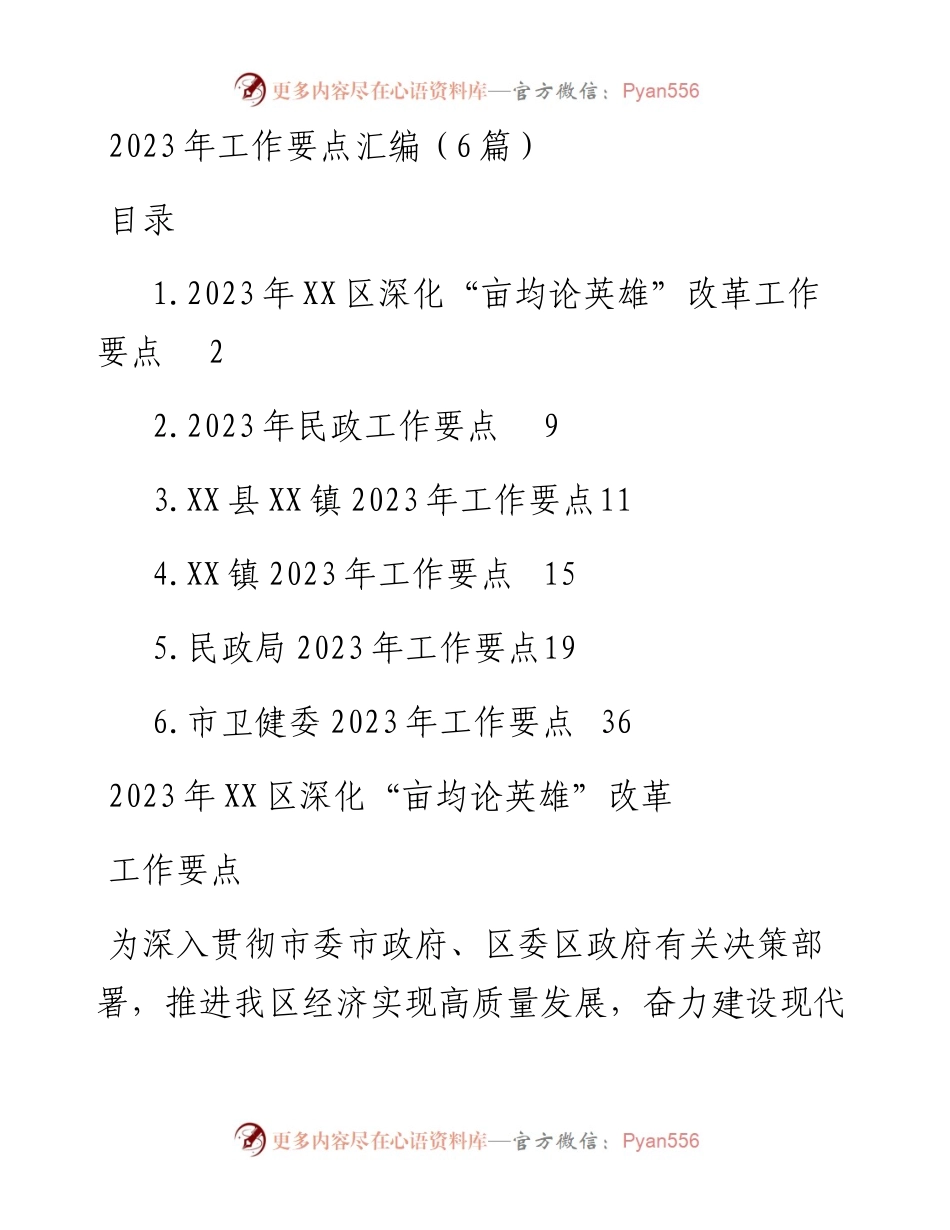 2023年工作要点汇编（6篇）民政局、乡镇、卫健委.docx_第1页