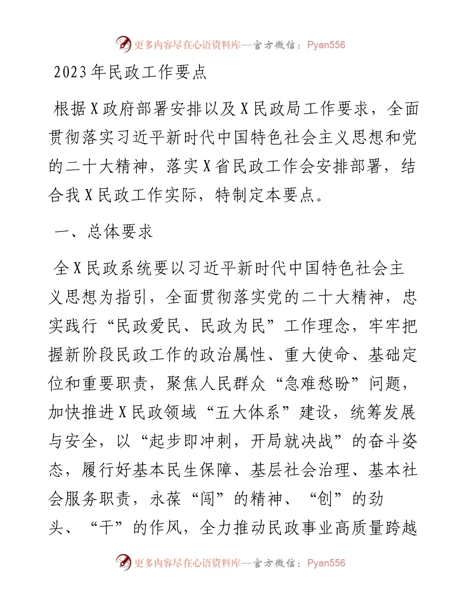 2023年民政工作要点.docx_第1页