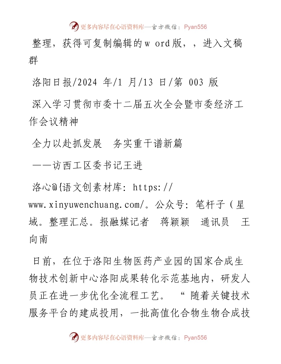 2024.01.13洛报融媒记者蒋颖颖通讯员王向南：全力以赴抓发展务实重干谱新篇.docx_第1页