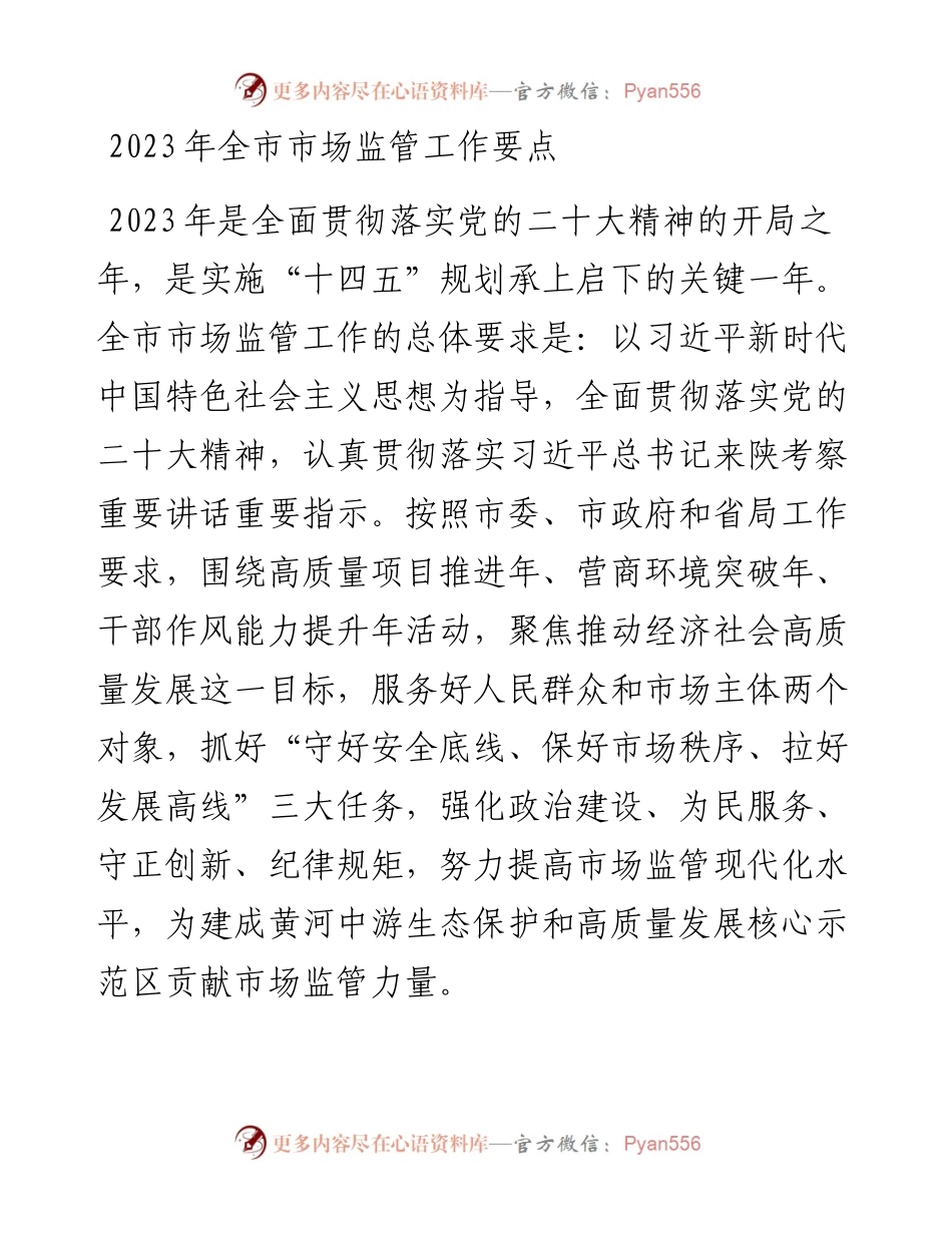 2023年全市市场监管工作要点.docx_第1页