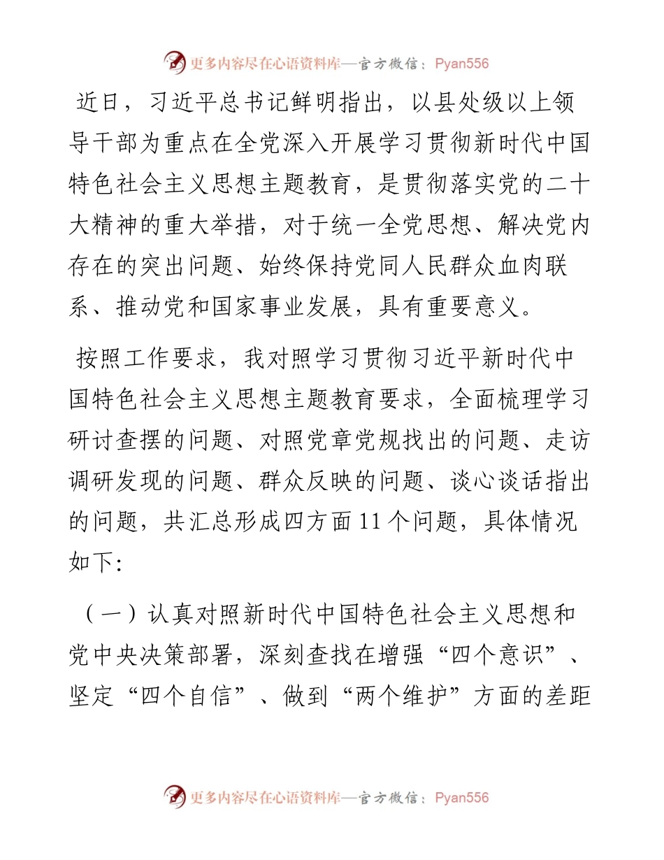 2023年党内主题教育查摆剖析材料.docx_第1页