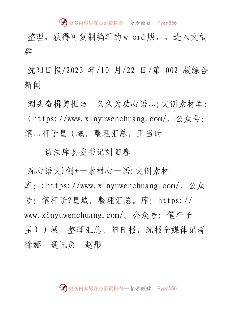 2023.10.22沈阳日报、沈报全媒体记者徐娜通讯员赵彤：潮头奋楫勇担当久久为功正当时.docx_第1页