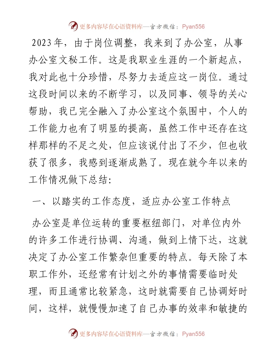 2023年度考核个人工作总结（党政办公室）.docx_第1页