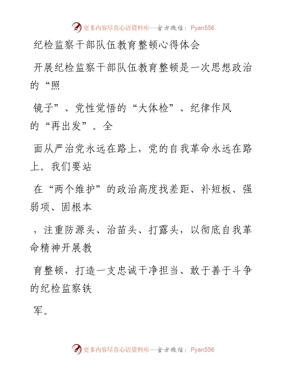 20230330：纪检监察干部队伍教育整顿心得体会.docx_第1页