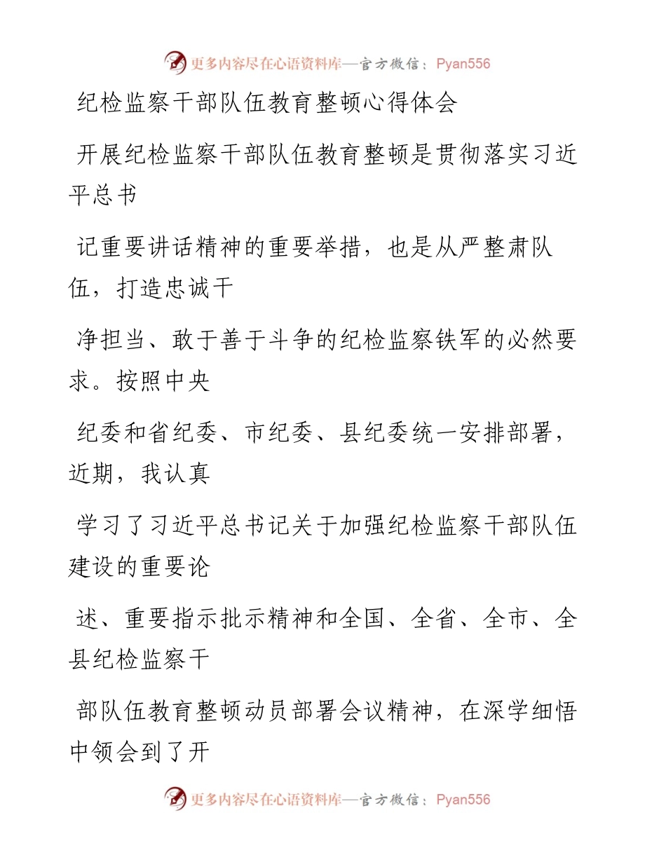 20230407：纪检监察干部队伍教育整顿心得体会.docx_第1页
