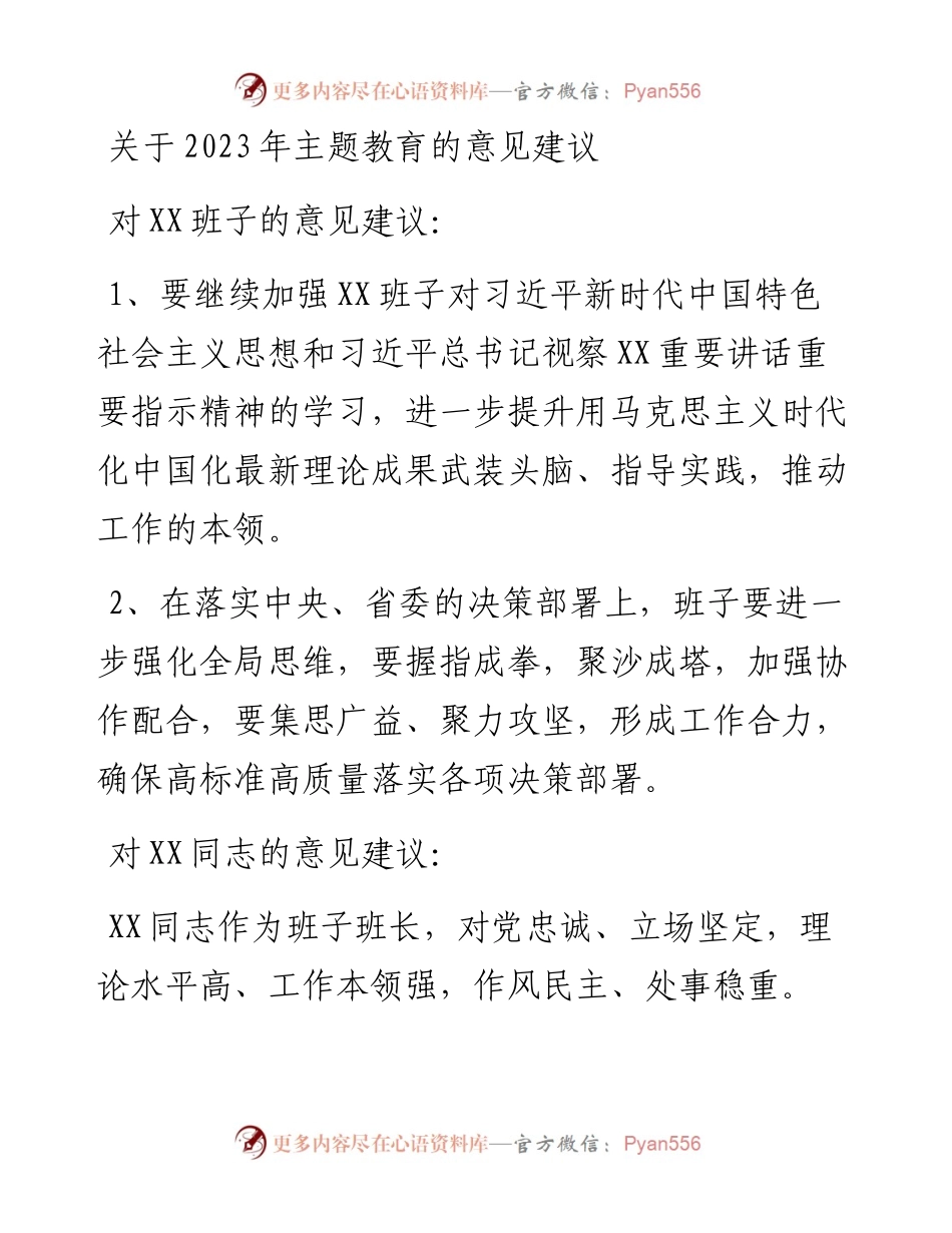 20230418：关于2023年主题教育的意见建议(2).docx_第1页