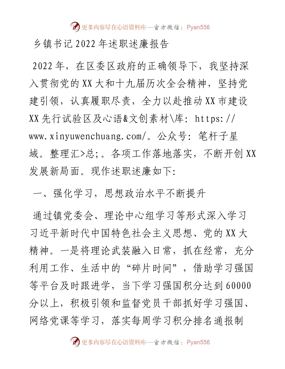 20230304：乡镇书记述职述廉报告.docx_第1页