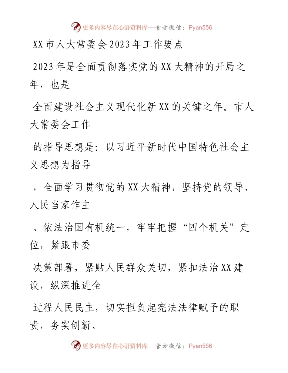 20230412：XX市人大常委会2023年工作要点.docx_第1页