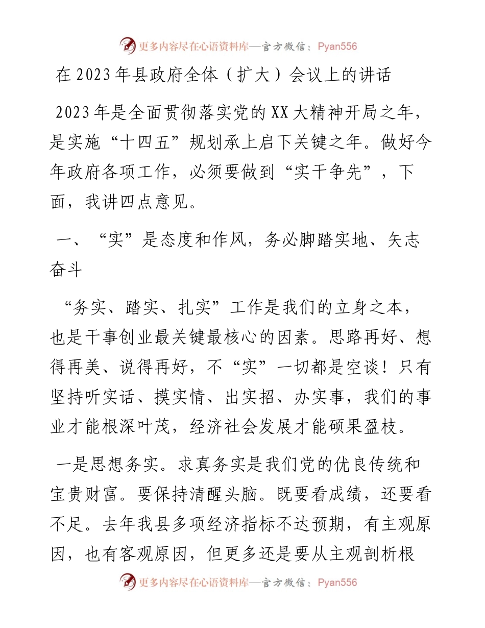 20230318：在2023年县政府全体（扩大）会议上的讲话.docx_第1页