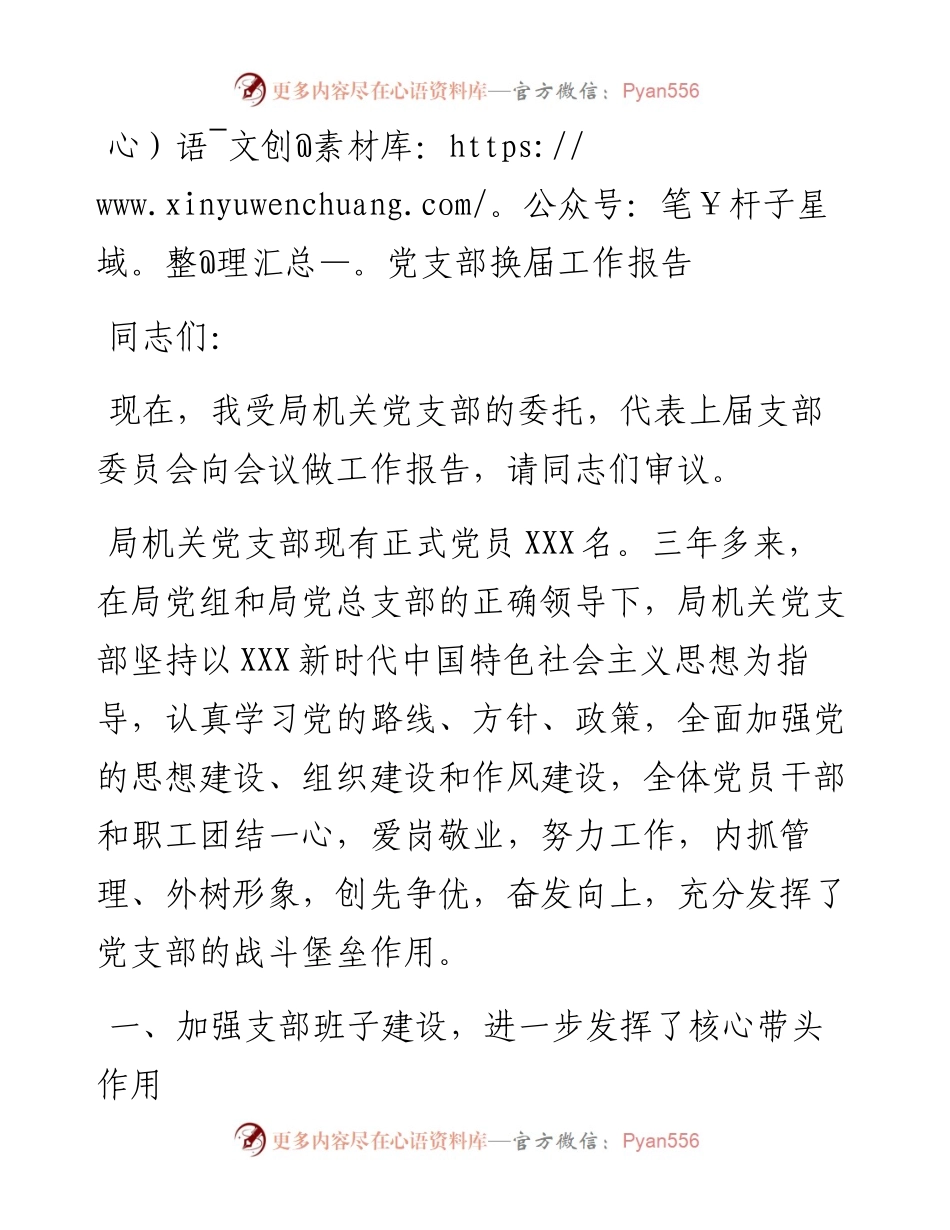 20230307：党支部换届工作报告.docx_第1页