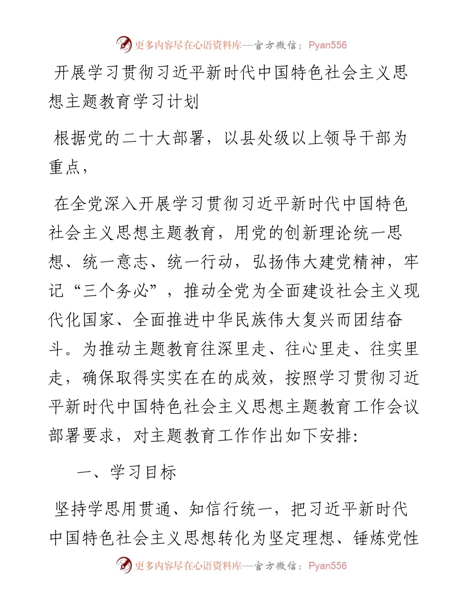 2023党支部开展主题教育学习计划学习方案.docx_第1页