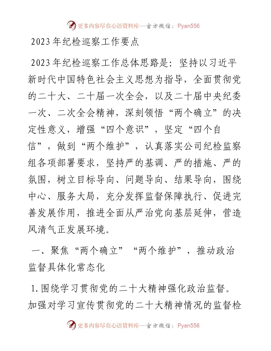 2023年纪检巡察工作要点.docx_第1页