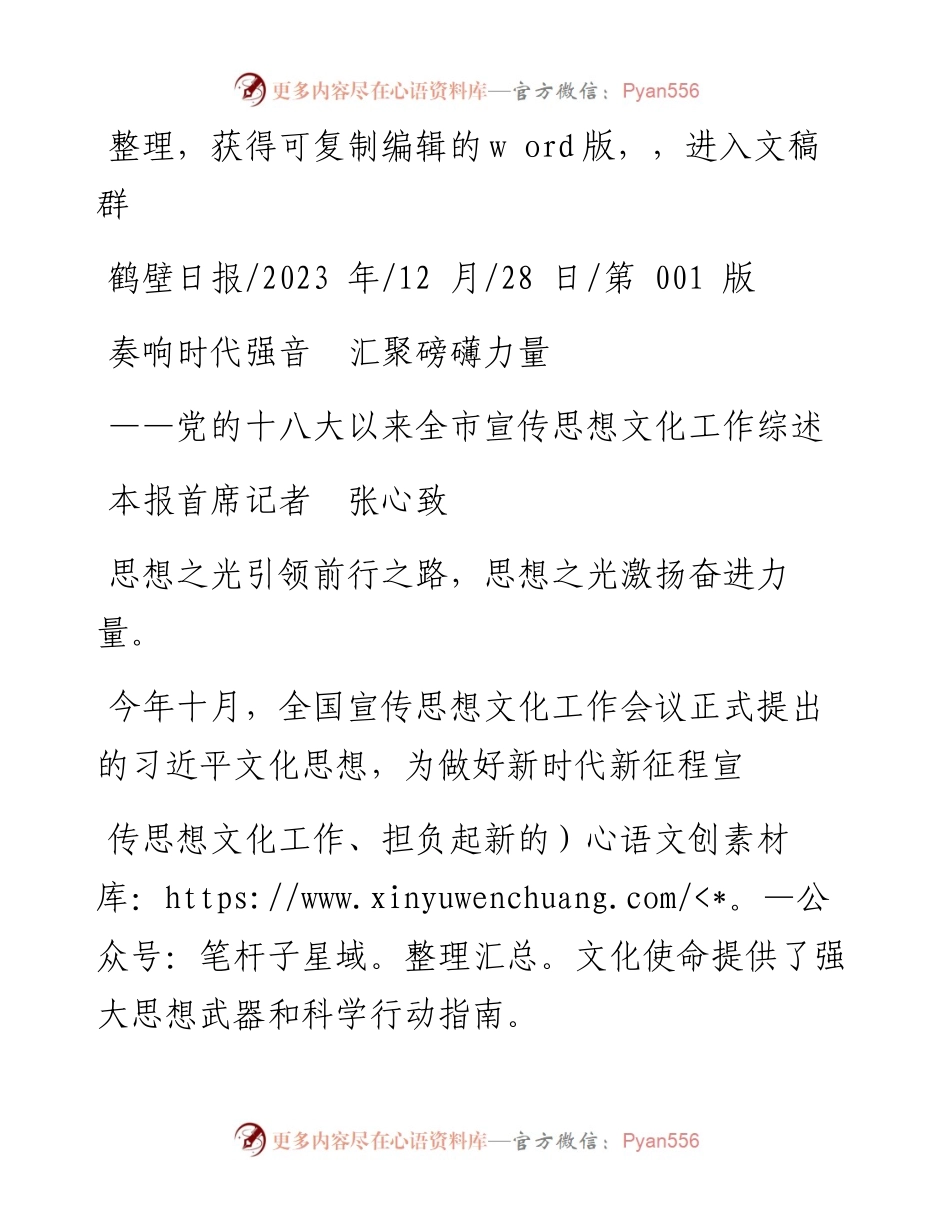 2023.12.28本报首席记者张心致：奏响时代强音汇聚磅礴力量.docx_第1页