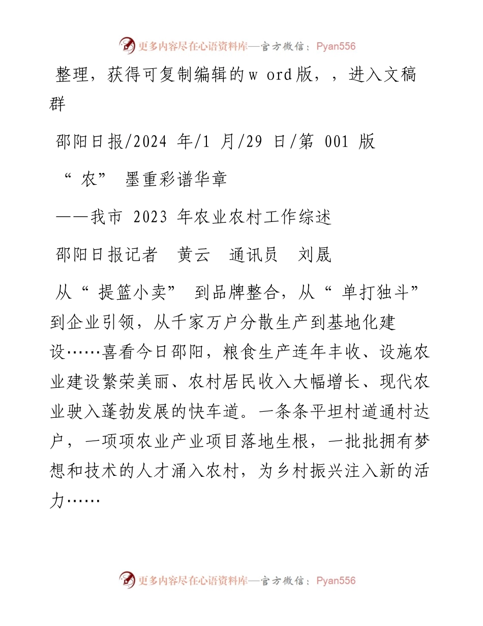 2024.01.29邵阳日报记者黄云通讯员刘晟：农墨重彩谱华章.docx_第1页