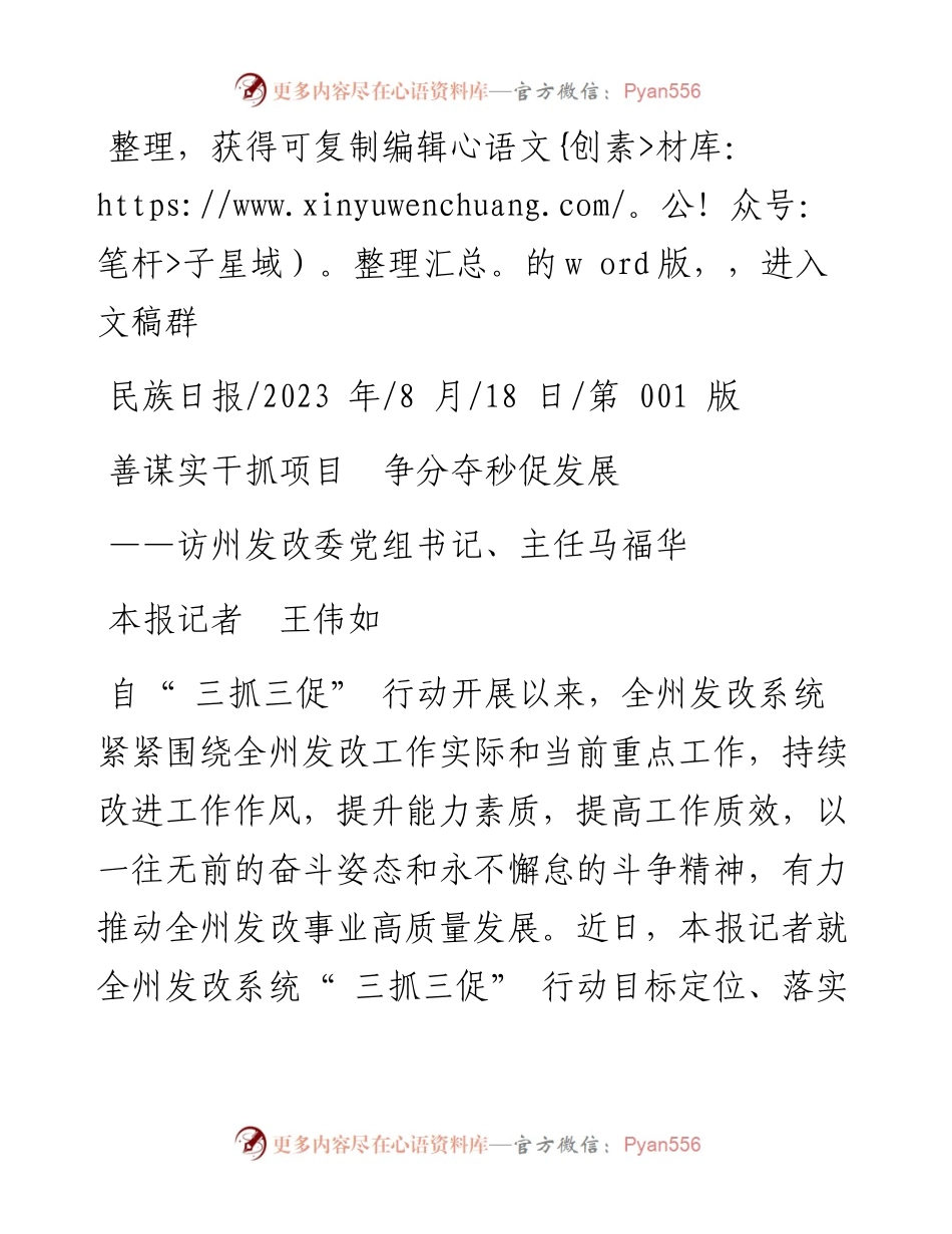 2023.08.18本报记者王伟如：善谋实干抓项目争分夺秒促发展.docx_第1页