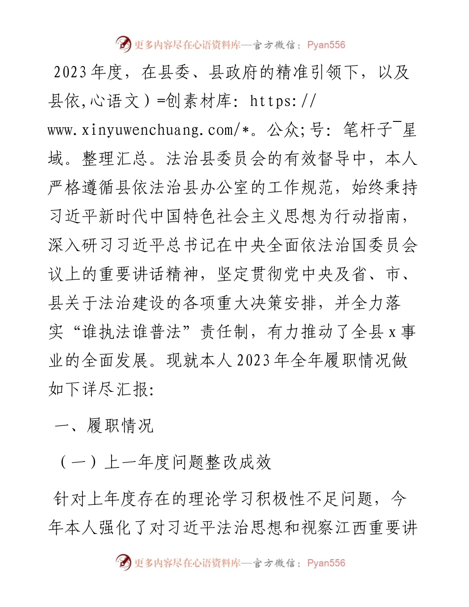 2023年度履行推进法治建设第一责任人述职报告.docx_第1页