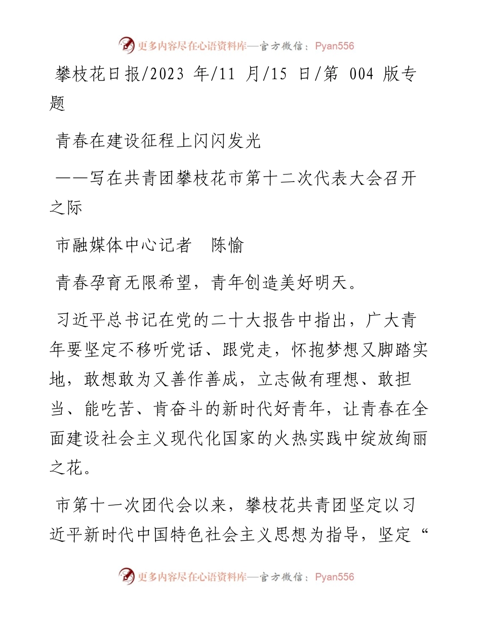 2023.11.15市融媒体中心记者陈愉：青春在建设征程上闪闪发光——“政论文微博号”整理.docx_第1页