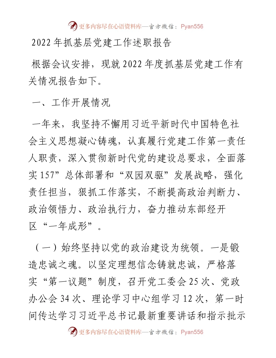 20230301：抓基层党建工作述职报告.docx_第1页