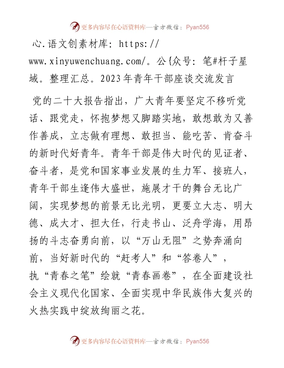 2023年青年干部座谈交流发言.docx_第1页