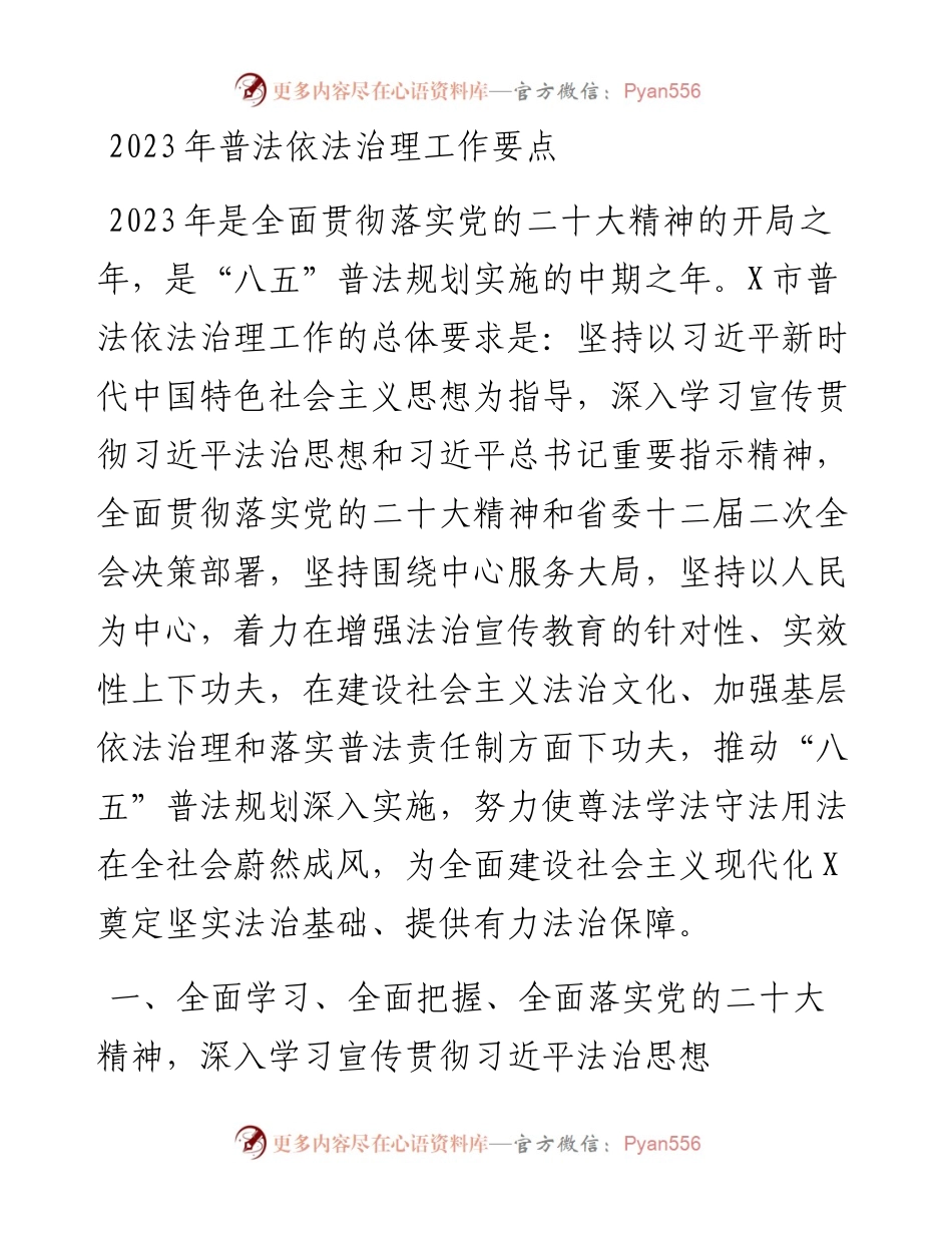 2023年普法依法治理工作要点.docx_第1页