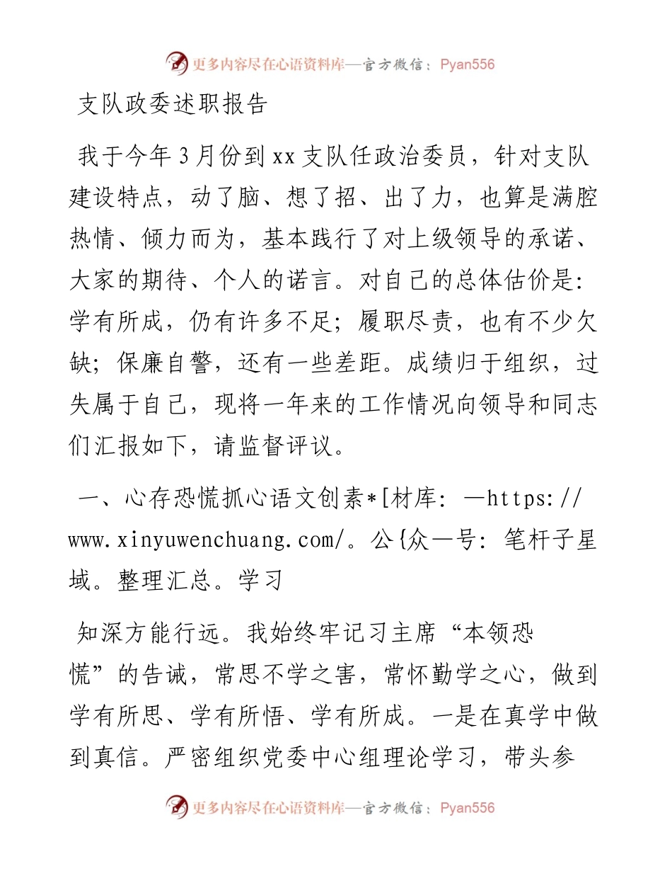 20230304：支队政委述职报告.docx_第1页