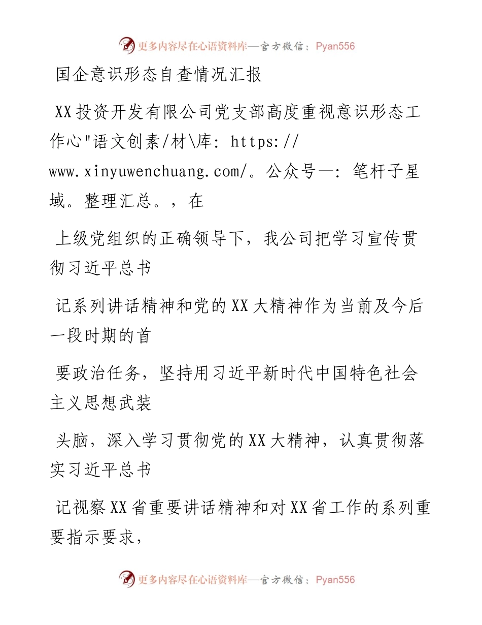 20230328：国企意识形态自查情况汇报.docx_第1页