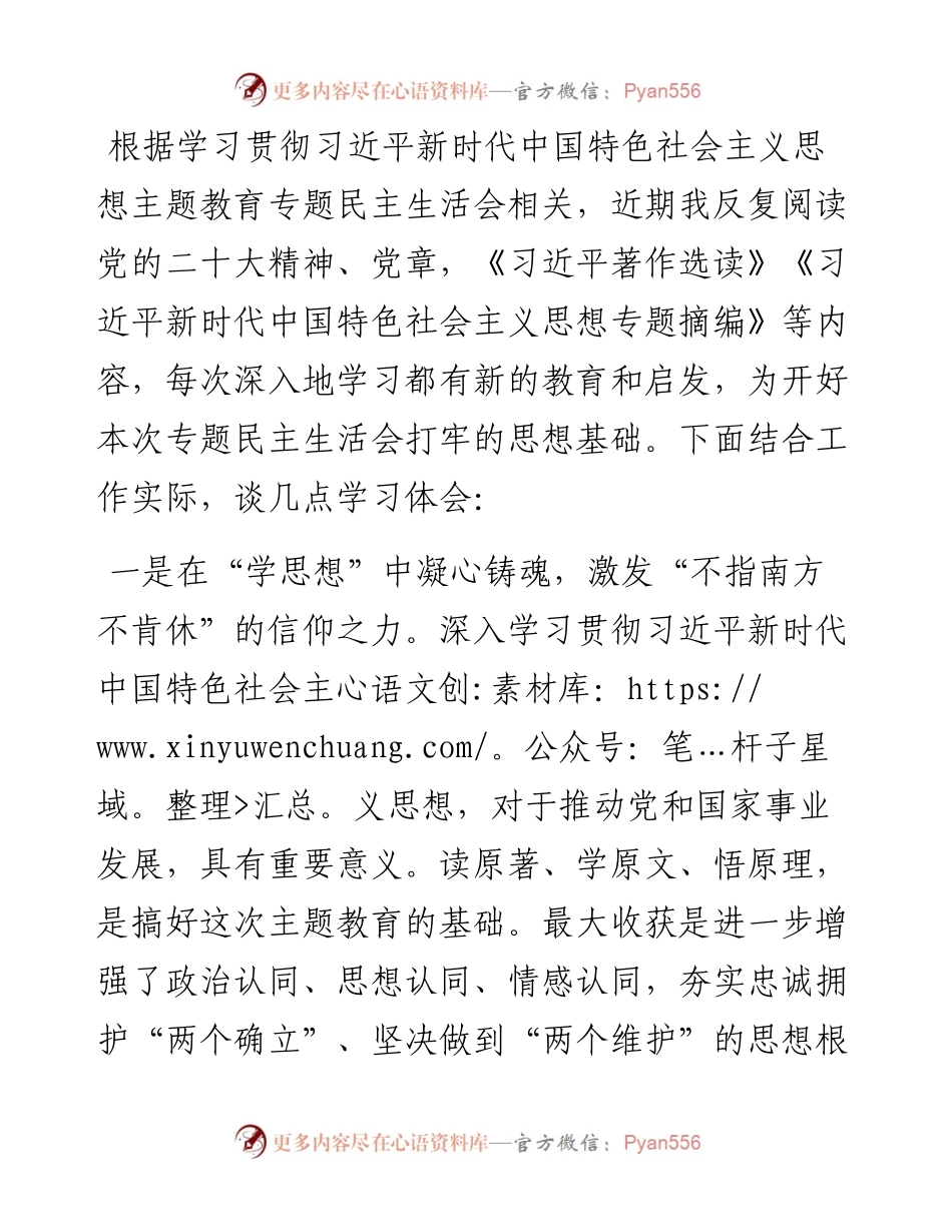 2023年度主题教育专题民主生活会会前学习研讨发言材料.docx_第1页