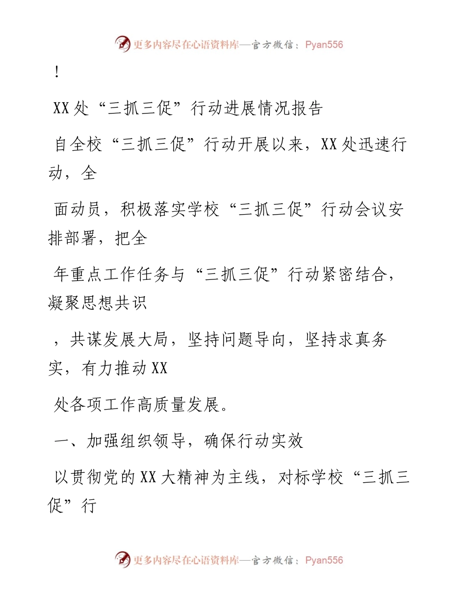 20230324：XX处三抓三促行动进展情况报告.docx_第1页