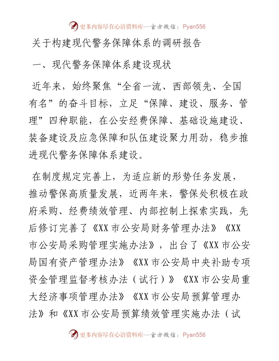 20230310：关于构建现代警务保障体系的调研报告.docx_第1页
