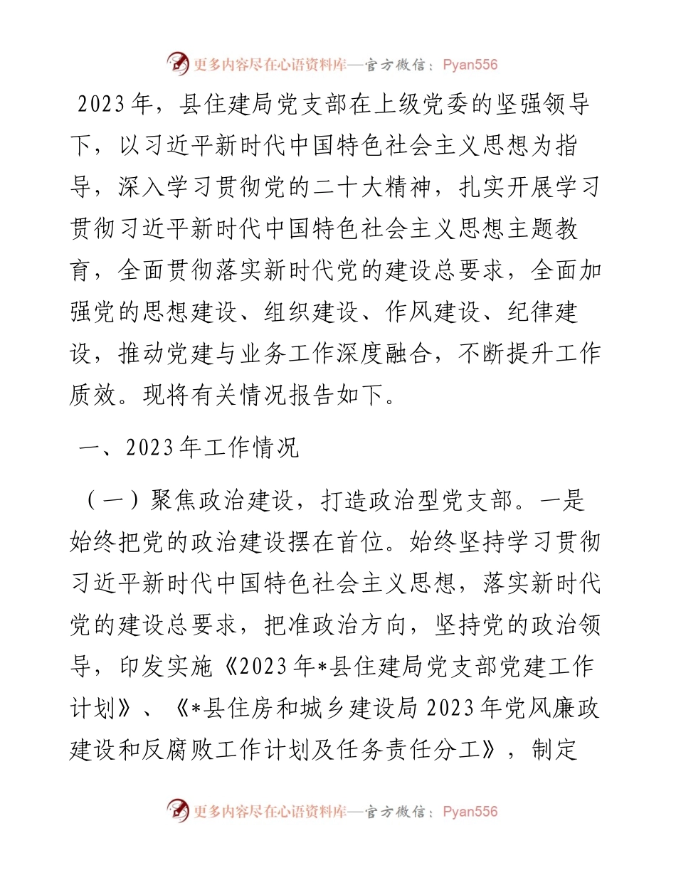 2023年县局机关党支部党建工作总结.docx_第1页