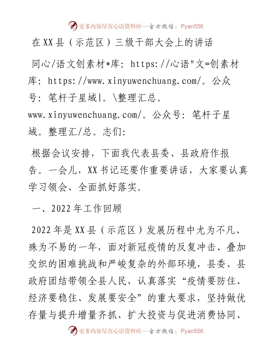 20230321：在XX县（示范区）三级干部大会上的讲话.docx_第1页
