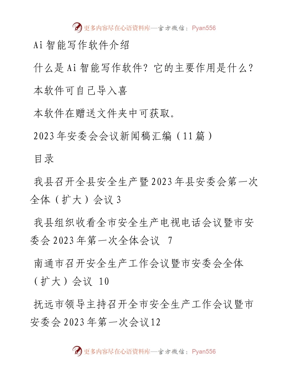 2023年安委会会议新闻稿汇编（11篇）.docx_第1页