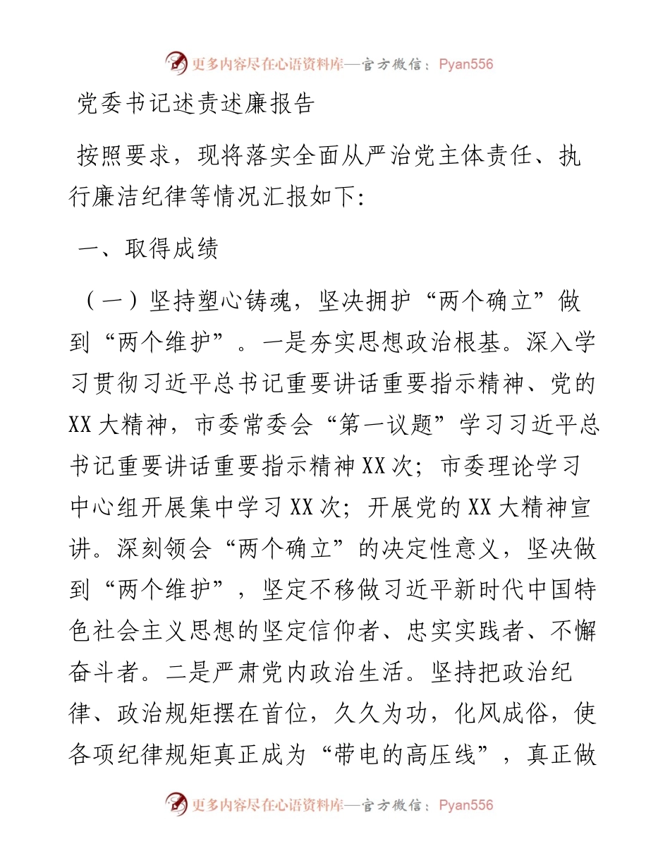 20230304：党委书记述责述廉报告.docx_第1页