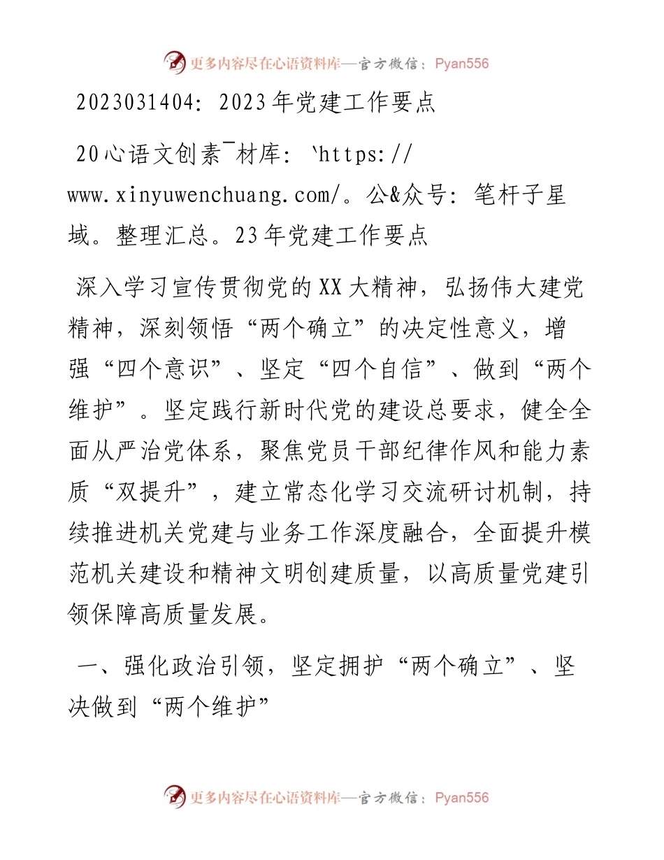 20230315：2023年党建工作要点.docx_第1页